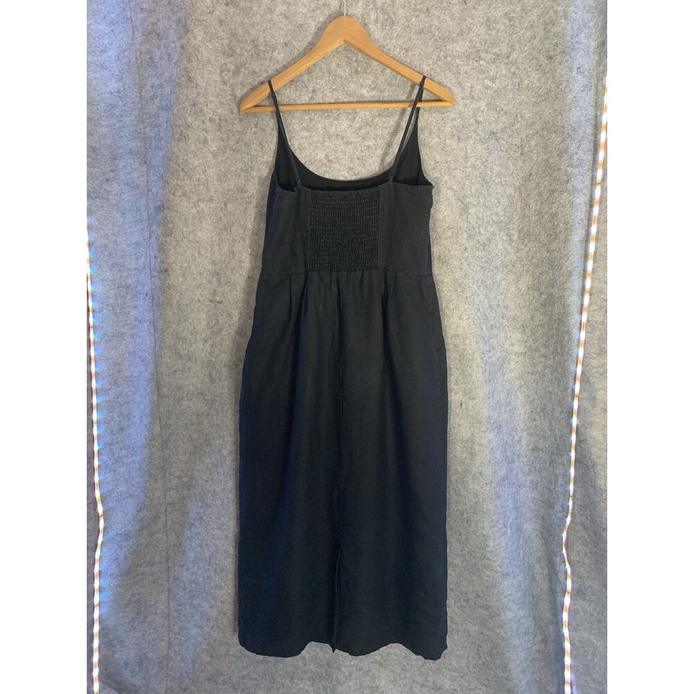 Quince 100% European Linen Scoop Neck Midi Dress Women Size S Black Summer - Picture 7 of 12